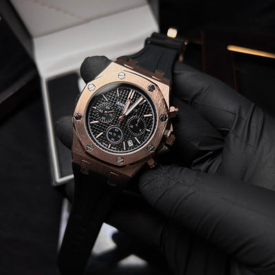 Audemars Piguet Royal Oak Chronograph For Him - Rose Gold-Tone with Black Dial