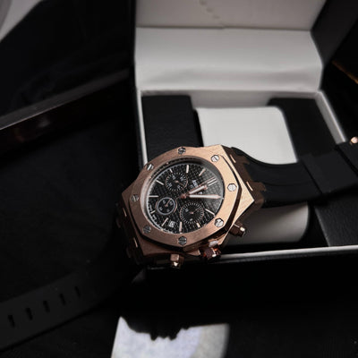Audemars Piguet Royal Oak Chronograph For Him - Rose Gold-Tone with Black Dial