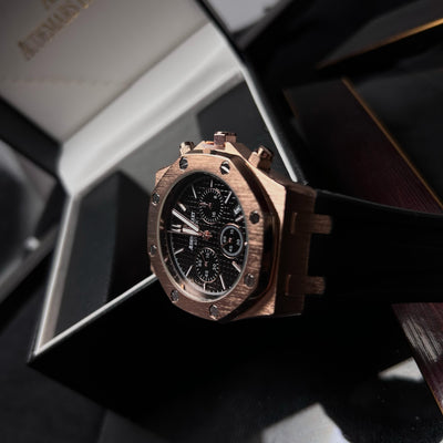 Audemars Piguet Royal Oak Chronograph For Him - Rose Gold-Tone with Black Dial