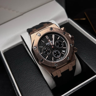 Audemars Piguet Royal Oak Chronograph For Him - Rose Gold-Tone with Black Dial