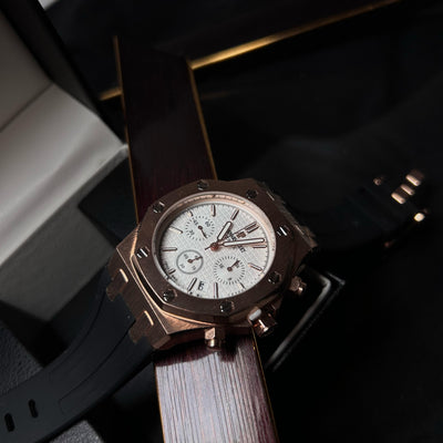 Audemars Piguet Royal Oak Chronograph For Him - Rose Gold-Tone with White Dial