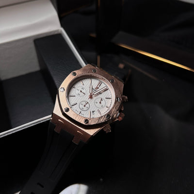 Audemars Piguet Royal Oak Chronograph For Him - Rose Gold-Tone with White Dial