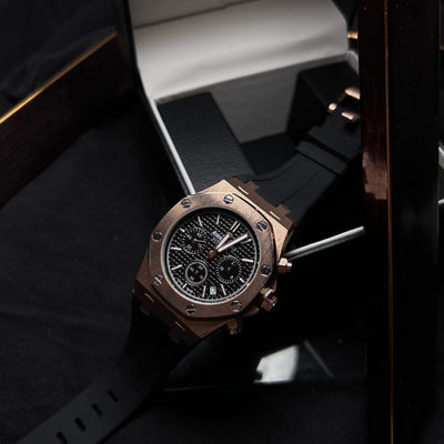 Audemars Piguet Royal Oak Chronograph For Him - Rose Gold-Tone with Black Dial
