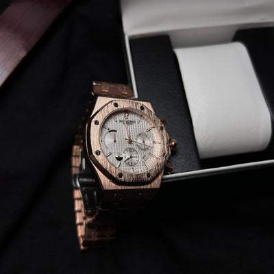 Audemars Piguet Royal Oak Chronograph For Him - Rose Gold-Tone with White Dial