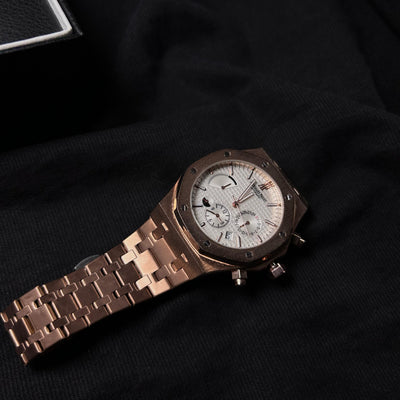 Audemars Piguet Royal Oak Chronograph For Him - Rose Gold-Tone with White Dial