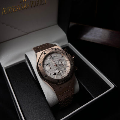 Audemars Piguet Royal Oak Chronograph For Him - Rose Gold-Tone with White Dial