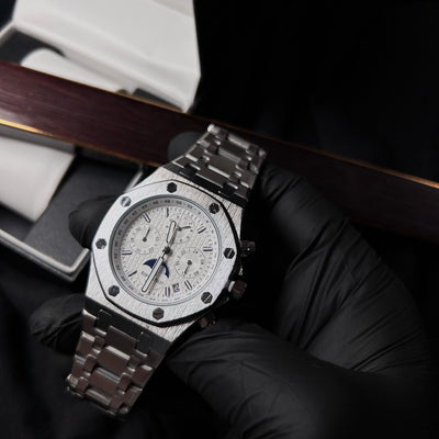 Audemars Piguet Royal Oak Chronograph For Him - Stainless Steel with White Dial