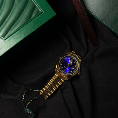 Rolex Day Date Diamond For Him - Gold-Tone with Blue Dial