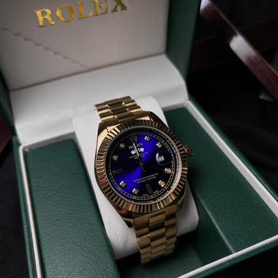 Rolex Day Date Diamond For Him - Gold-Tone with Blue Dial