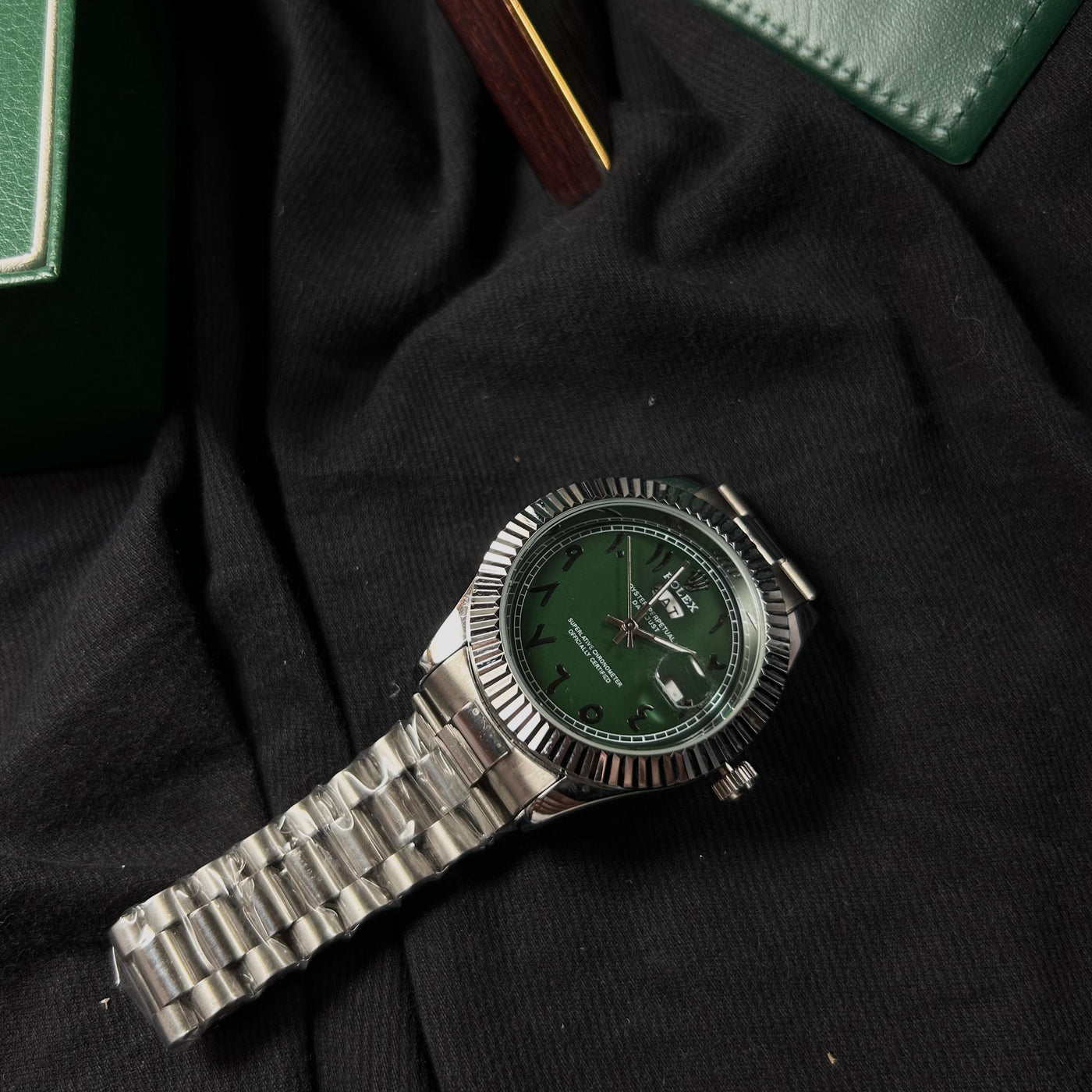 Rolex Date Just - Stainless Steel with Green Arabic Dial
