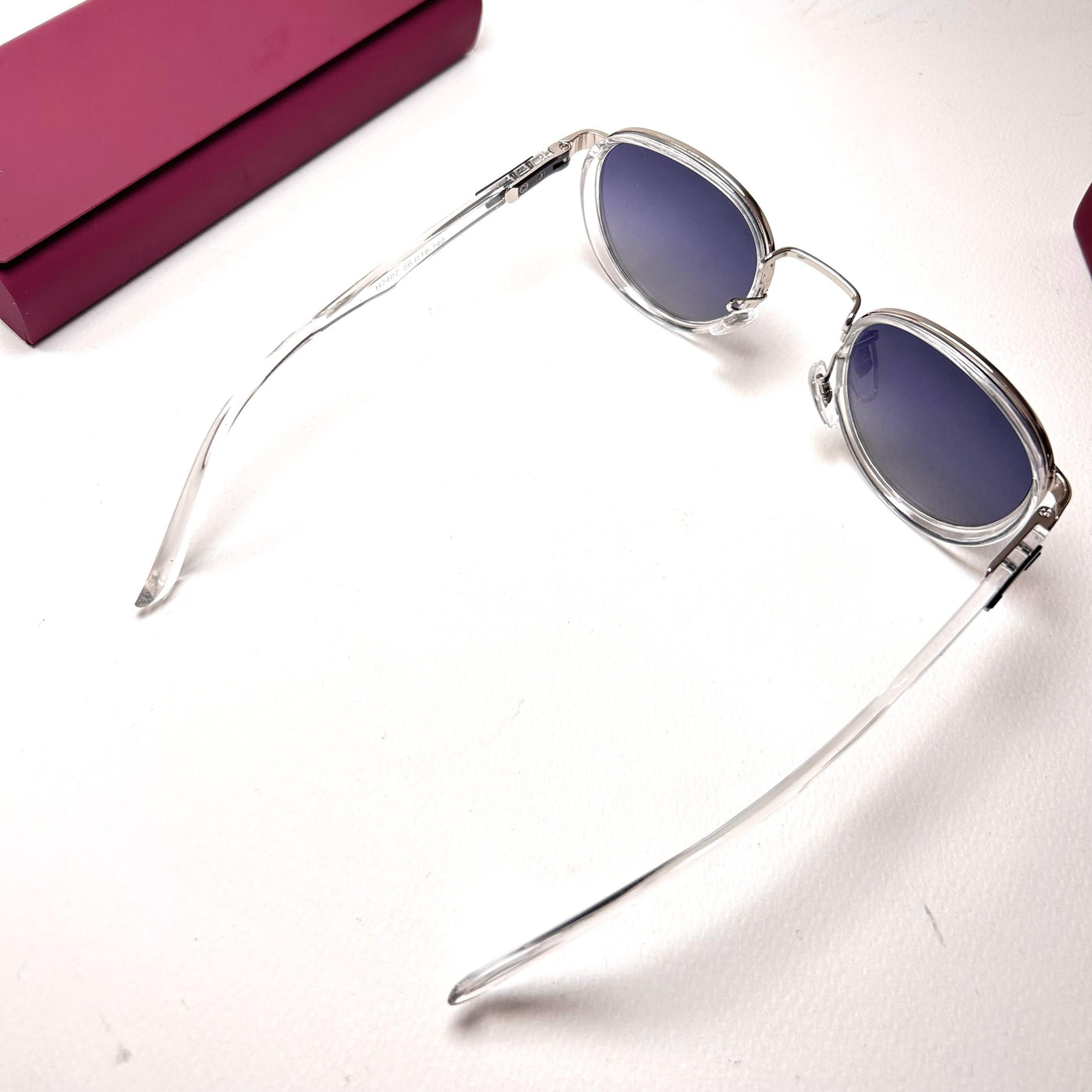 Maybach Round H2407 - White Silver With Blue Mirror Lenses