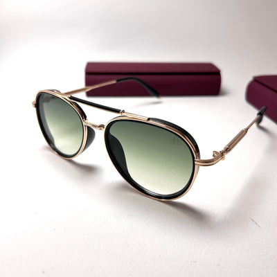 Maybach Round 5G71 - Golden Black with Green Gradient Lenses