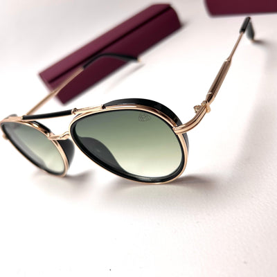 Maybach Round 5G71 - Golden Black with Green Gradient Lenses