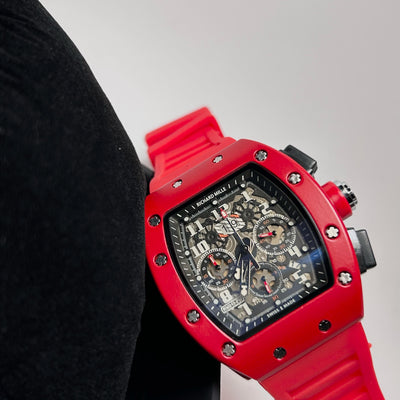 Richard Mille Racing Homage for Him – Matte Red Skeleton Dial