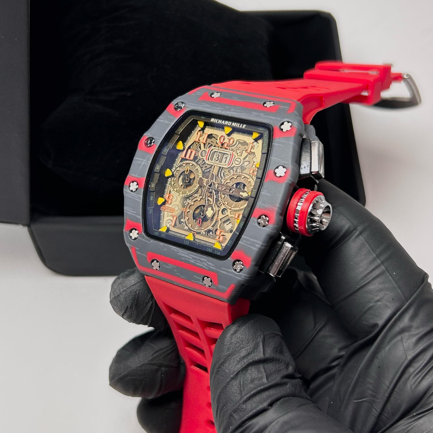 Richard Mille Racing Homage for Him – Red & Black Skeleton Dial