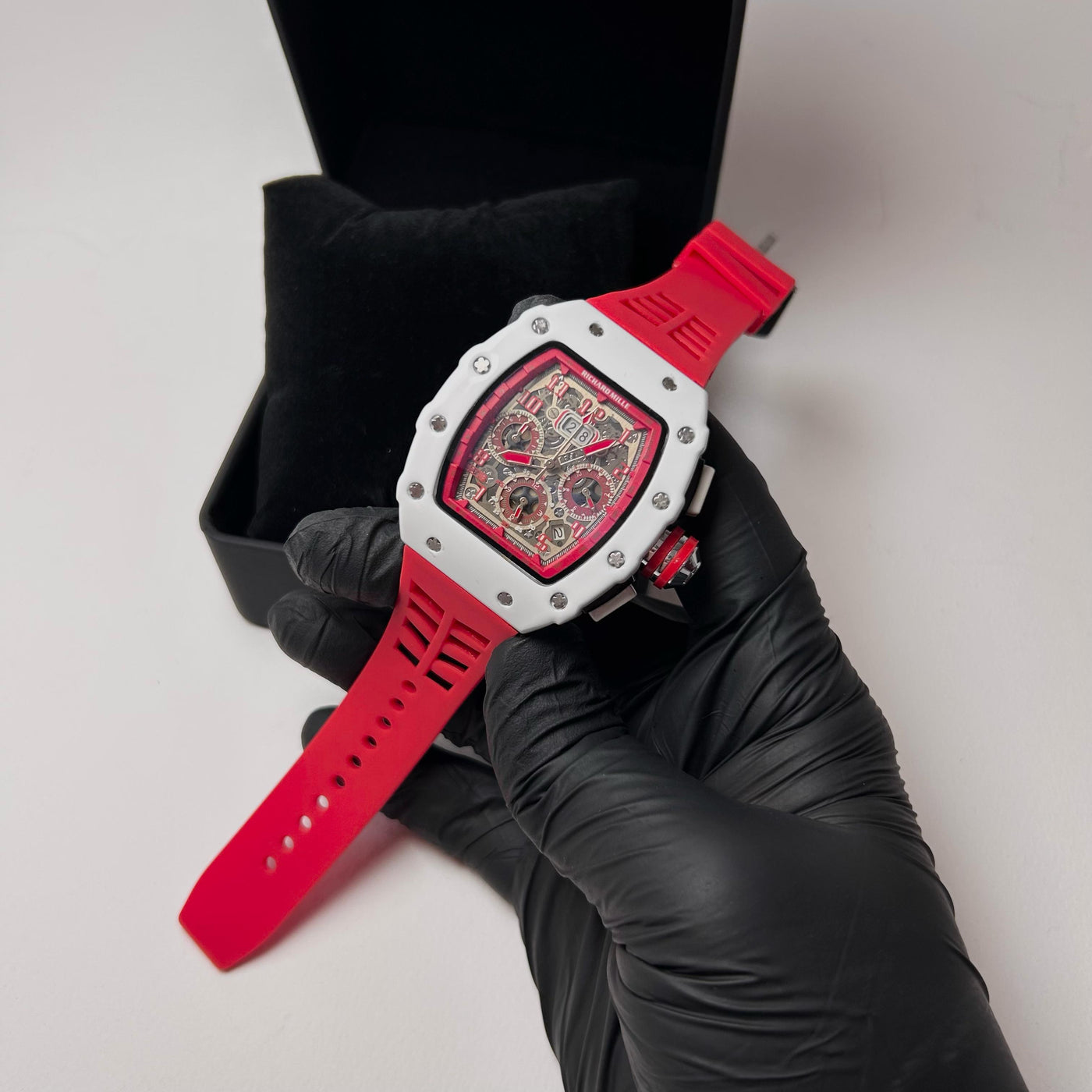 Richard Mille Racing Homage for Him – Red & White Skeleton Dial