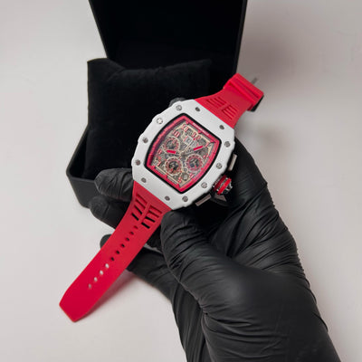 Richard Mille Racing Homage for Him – Red & White Skeleton Dial