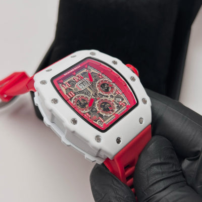 Richard Mille Racing Homage for Him – Red & White Skeleton Dial