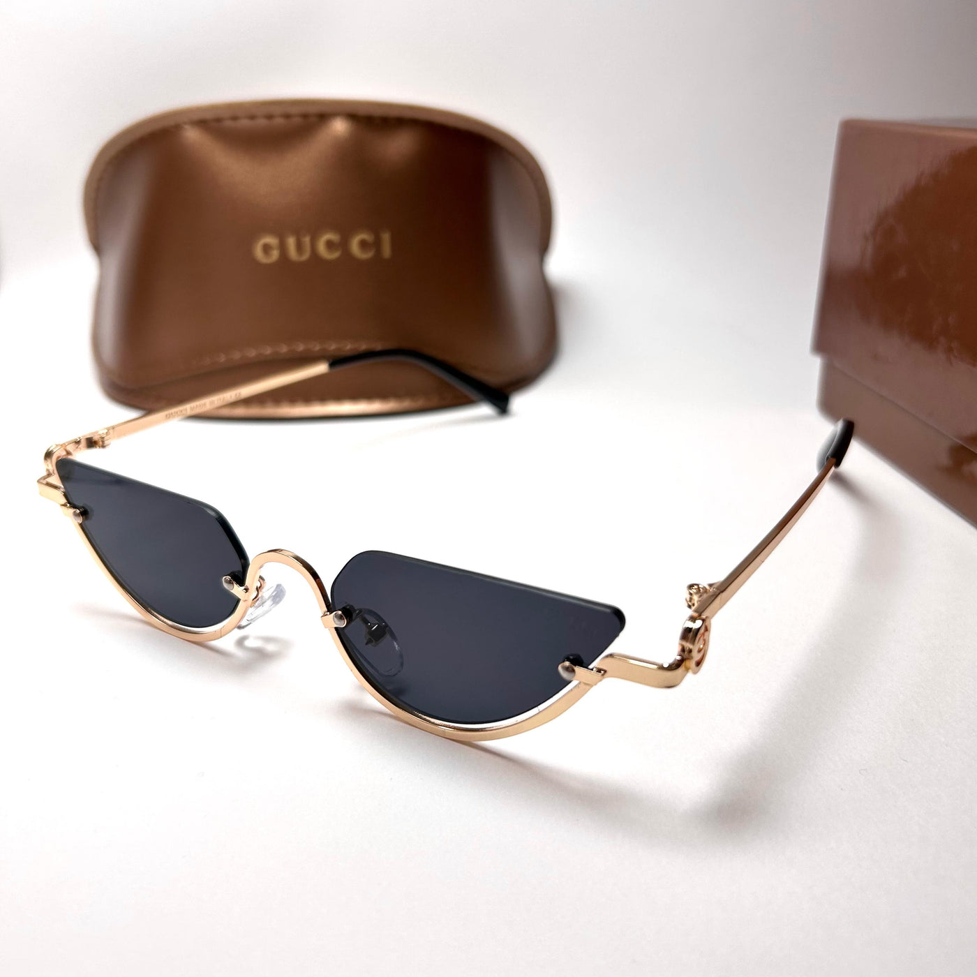 Gucci Rimless Cat Eye - Golden Black