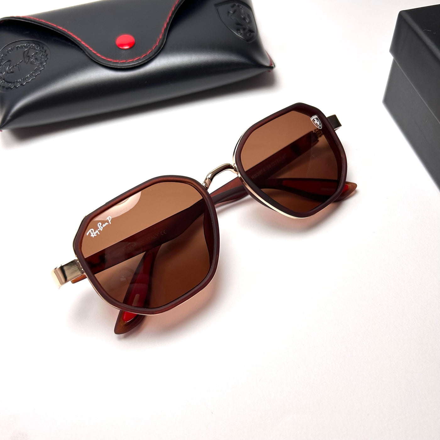 Ray Ban Geometric Polarized Scuderia Ferrari - Brown