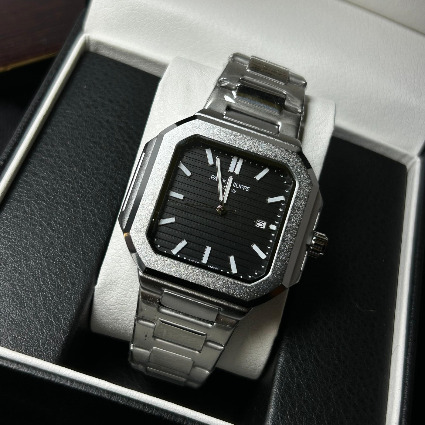Patek Philippe Square Elegance For Him – Matte Steel Black Dial