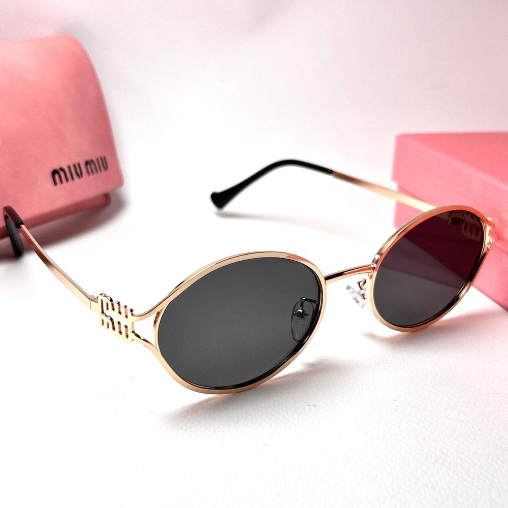 Miu Miu Oval SMU 52Y – Golden Black