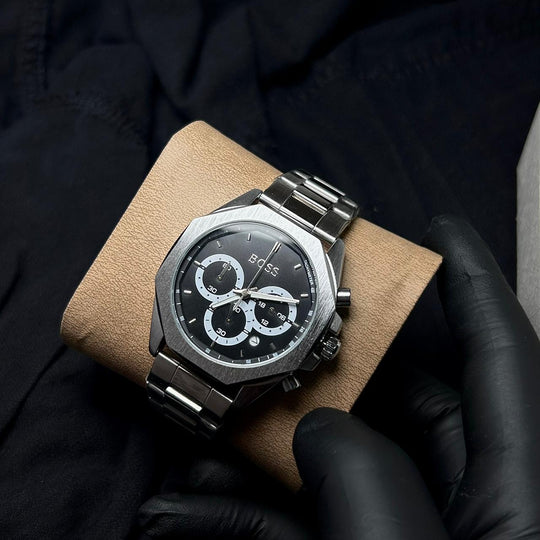 Boss Titan Edge Chrono – Silver Black