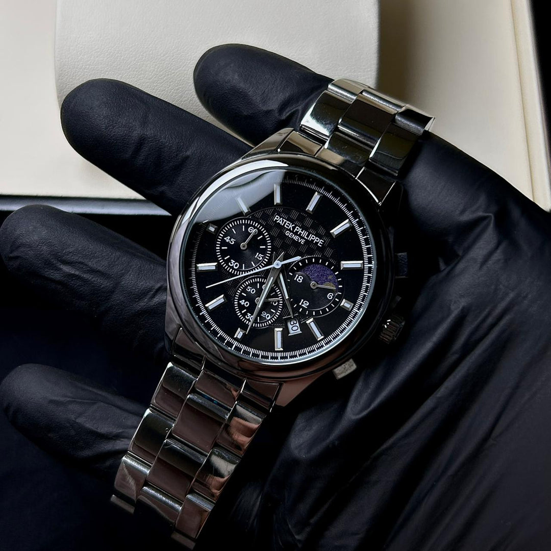 Patek Philippe Midnight Moonphase Chronograph - Silver Black