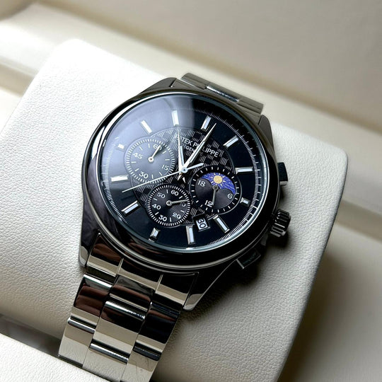 Patek Philippe Midnight Moonphase Chronograph - Silver Black