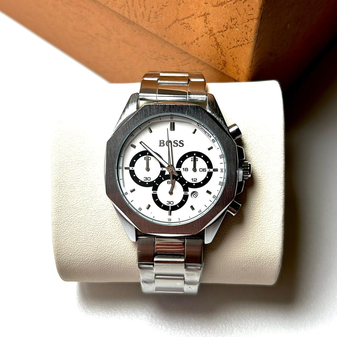 Hugo Boss Titan Edge Chronograph - Silver White