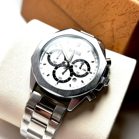 Hugo Boss Titan Edge Chronograph - Silver White