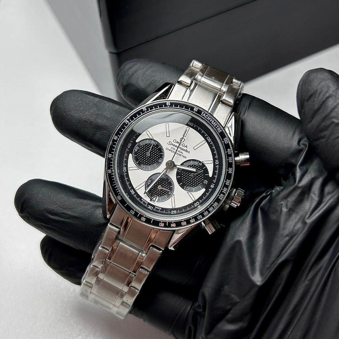 Omega Speedmaster Racing Chronograph For Him - Silver Panda