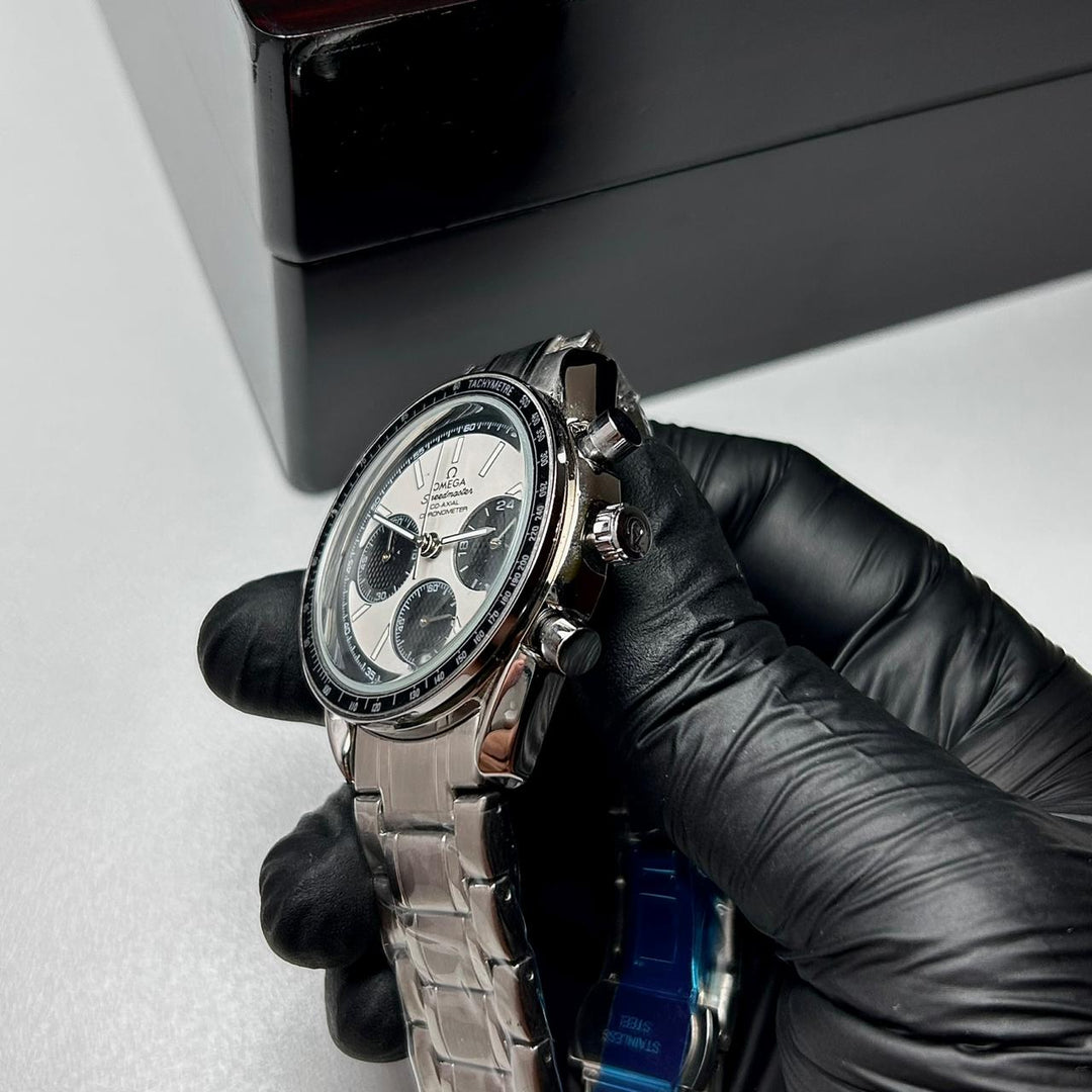 Omega Speedmaster Racing Chronograph For Him - Silver Panda