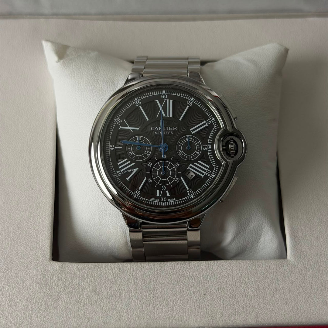 Cartier Ballon Bleu Chronograph For Him - Silver Black