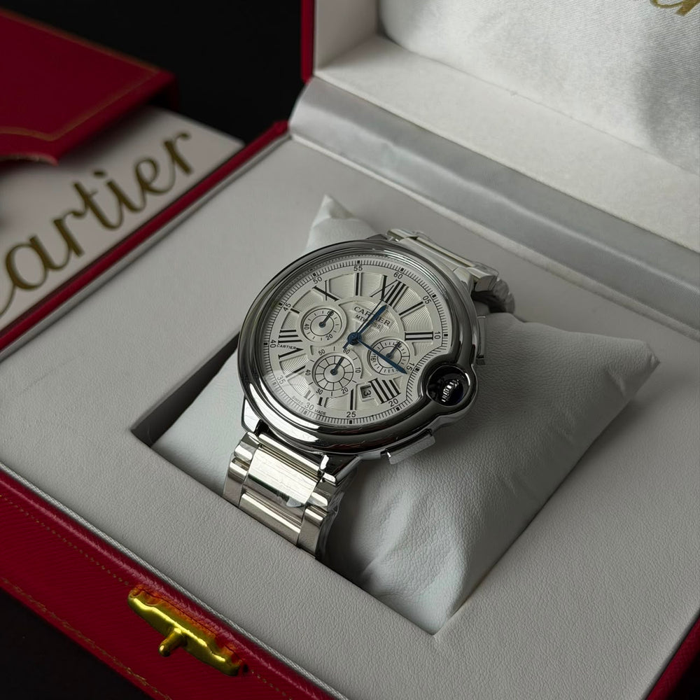 Cartier Ballon Bleu Chronograph For Him  - Silver White