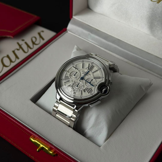 Cartier Ballon Bleu Chronograph For Him  - Silver White