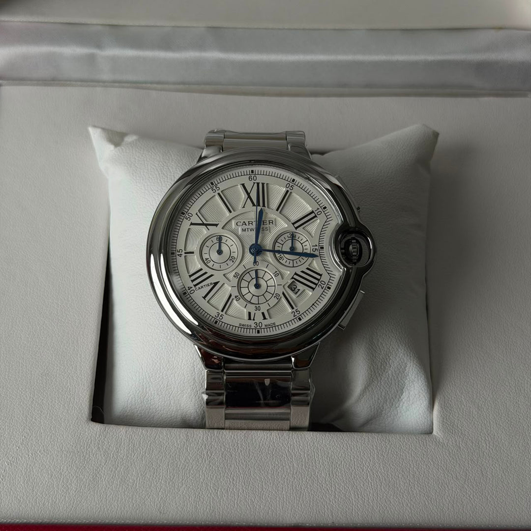 Cartier Ballon Bleu Chronograph For Him  - Silver White