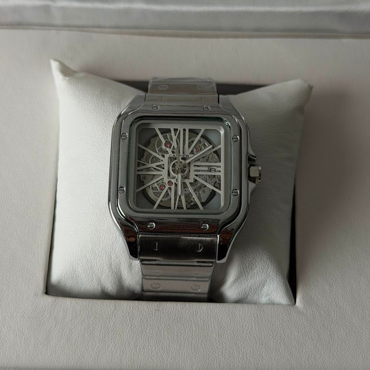 Cartier Santos Skeleton For Him - Silver White dial