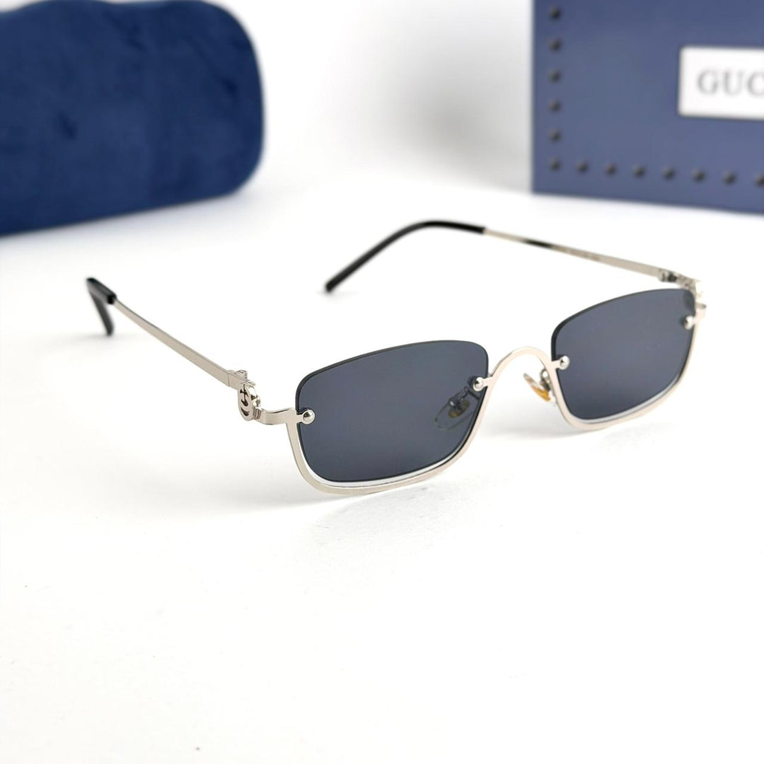 Gucci Rimless Rectangle – Silver/Black
