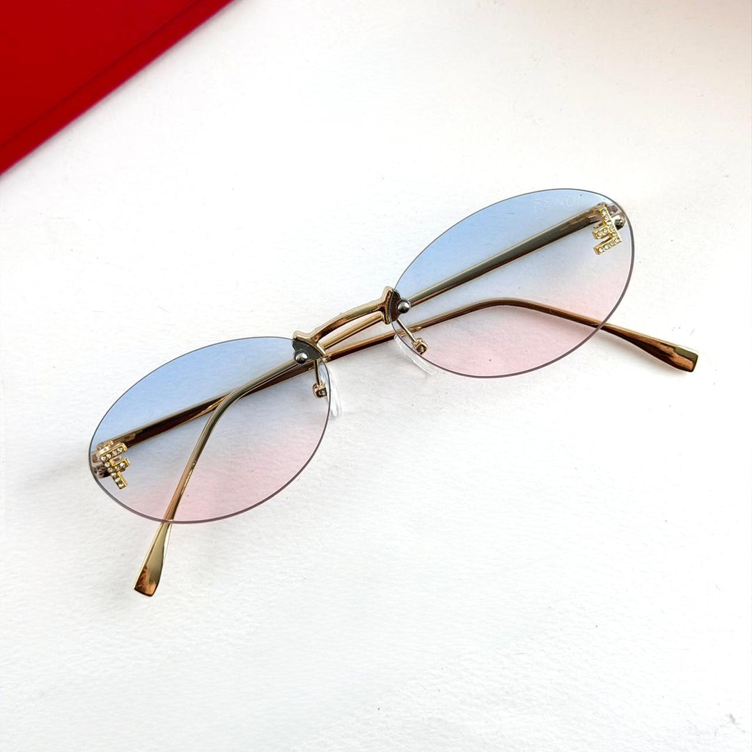 Fendi Oval Gradient Gold – Blue Pink