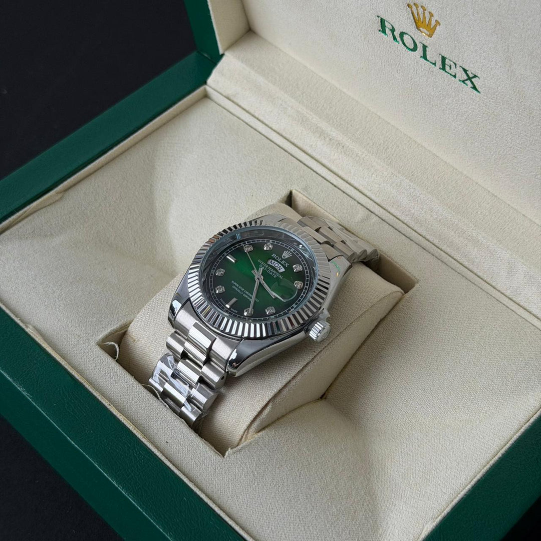 Rolex Day Date – Green Diamond Dial Silver
