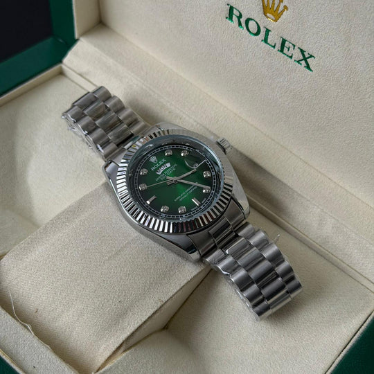 Rolex Day Date – Green Diamond Dial Silver