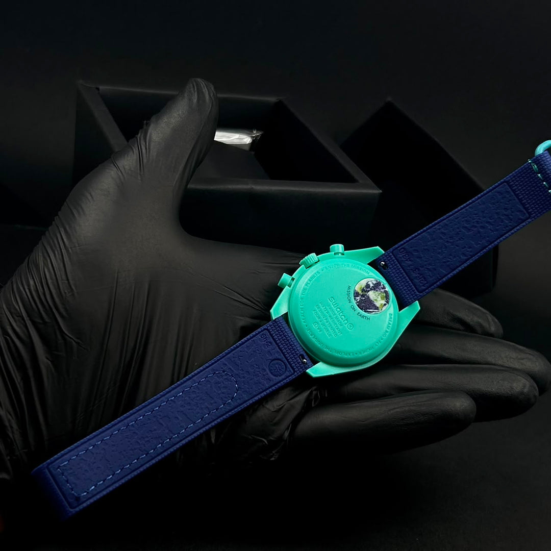 Omega MoonSwatch Mission on Earth – Turquoise &amp; Navy