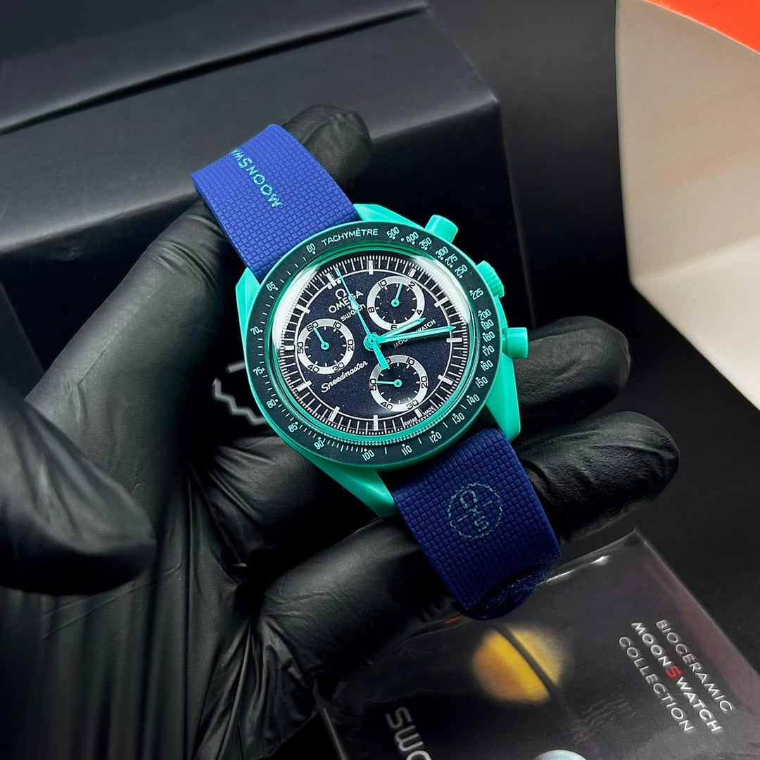 Omega MoonSwatch Mission on Earth – Turquoise &amp; Navy