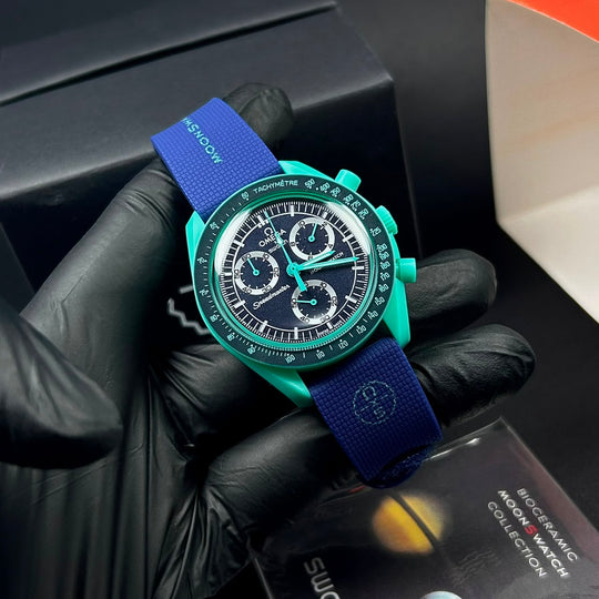 Omega MoonSwatch Mission on Earth – Turquoise &amp; Navy