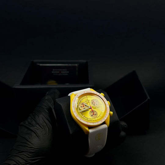 Omega MoonSwatch Mission to the Sun – Yellow White