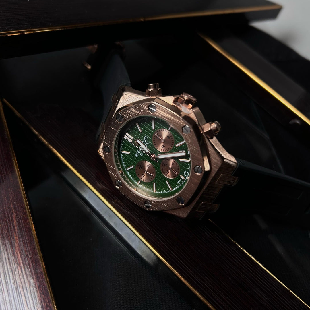 Audemars Piguet Royal Oak Chronograph For Him - Rose Gold - Tone with Green Dial - Giiz store