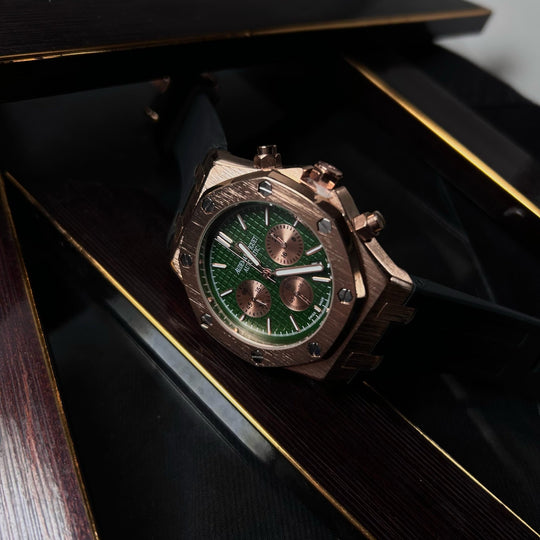 Audemars Piguet Royal Oak Chronograph For Him - Rose Gold - Tone with Green Dial - Giiz store