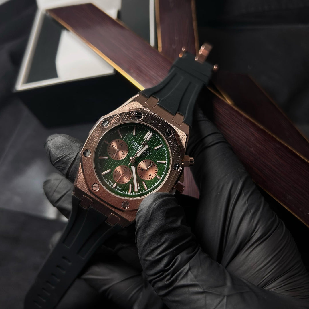 Audemars Piguet Royal Oak Chronograph For Him - Rose Gold - Tone with Green Dial - Giiz store