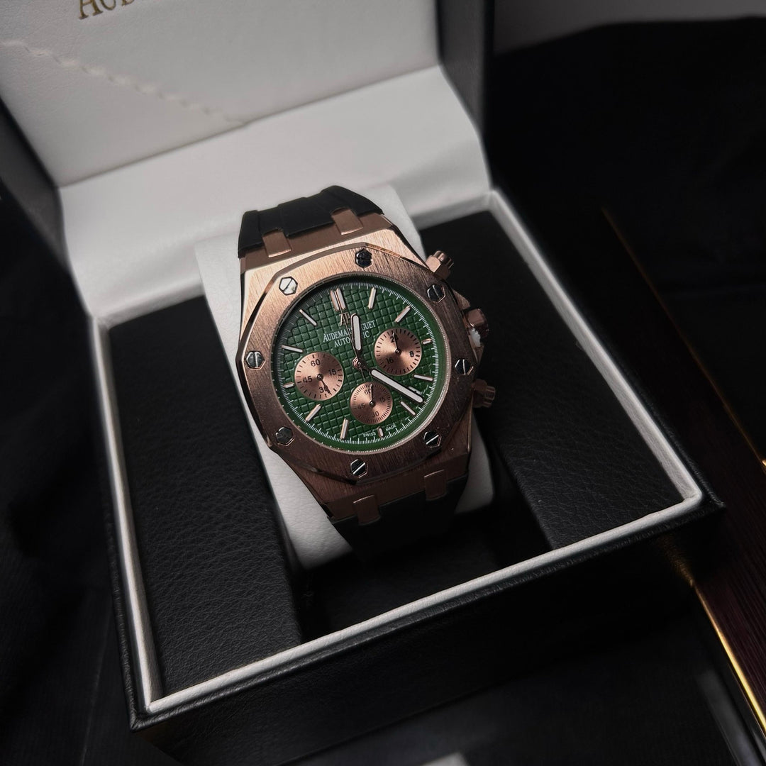 Audemars Piguet Royal Oak Chronograph For Him - Rose Gold - Tone with Green Dial - Giiz store